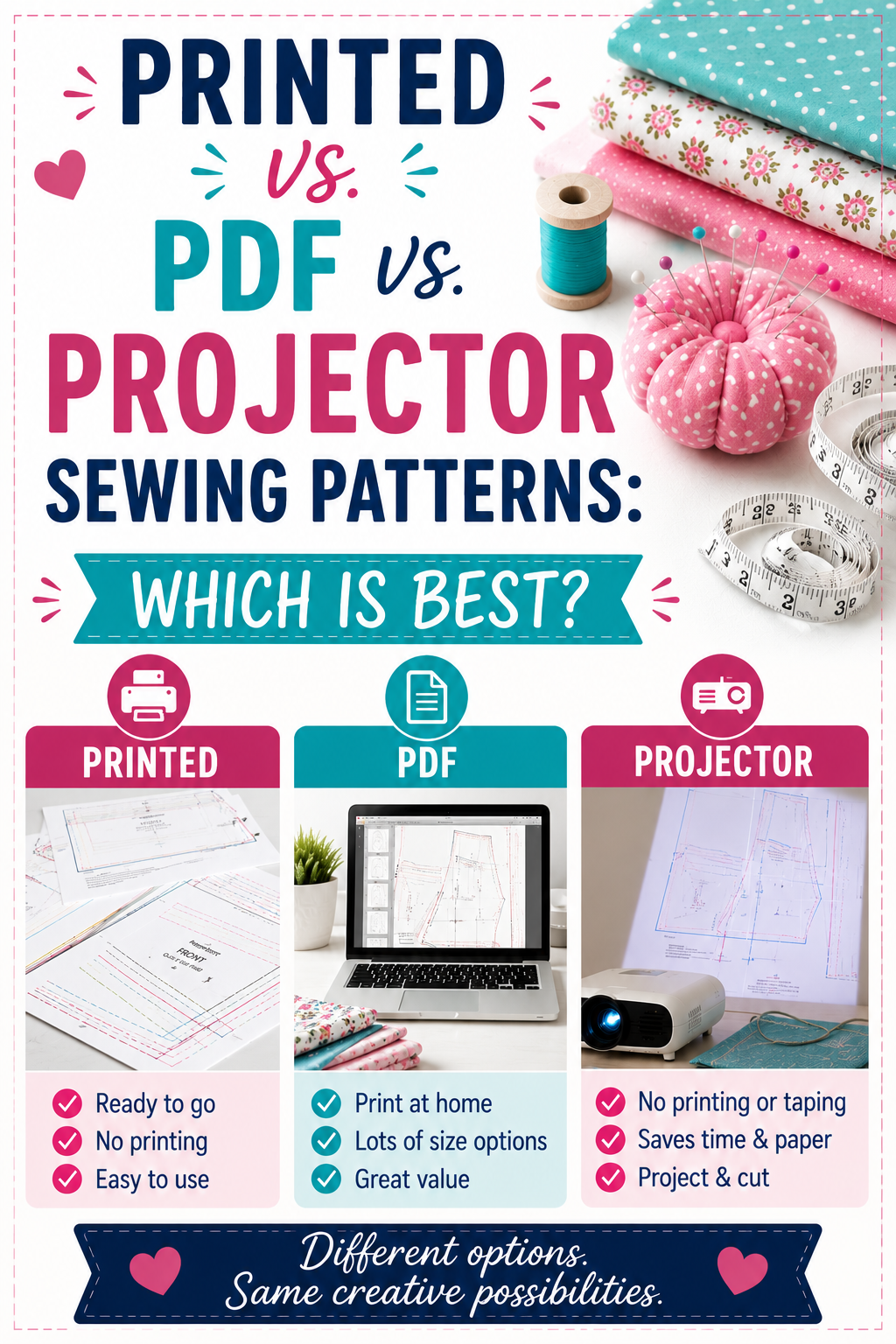 Pin this: Printed vs. PDF vs. Projector Sewing Patterns: Which Is Best?