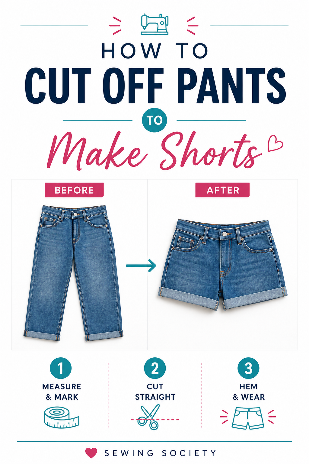 Pin this: How to Cut Off Pants to Make Shorts