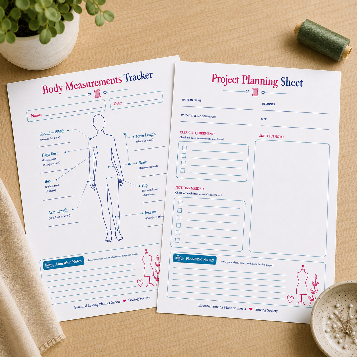 Essential Sewing Planner Sheets